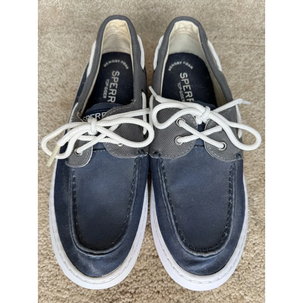 Sperry Boat Shoes Mens 8 Blue Grey Excellent STS15305 Memory Foam Sneakers